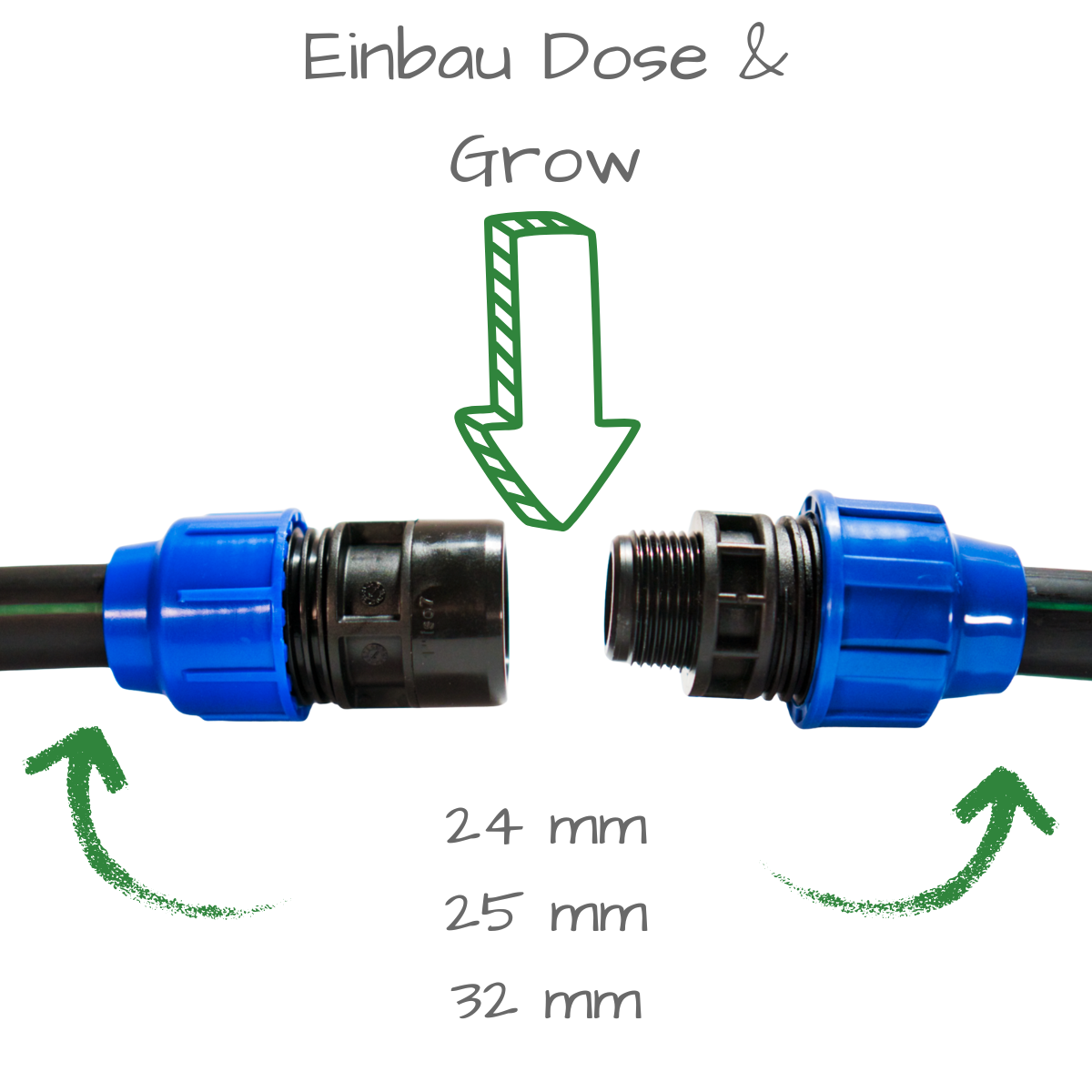 Dose & Grow Klemmverbinder, 1-Zoll, Optionen für verschiedene PE-Rohre